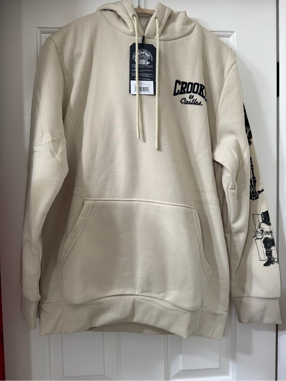 Crooks & Castles - Crooks X Death Row Hoodie in Sand w/ Black Logo Size L - *NWT